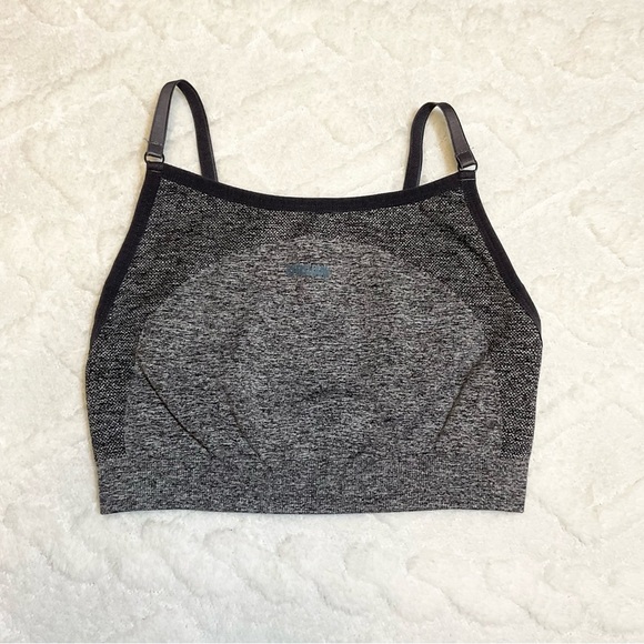 Gymshark Mesh Neckline Sports Bra Grey/Blue Size (S) Small - Picture 1 of 4